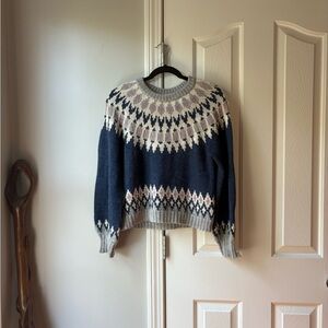 GUC Christy Dawn Francesca Sweater in Denim sz M - Navy and Cream Patterned